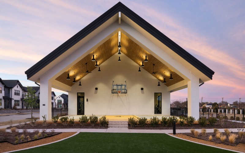 an outdoor community basketball court for residents of a BTR community in Dallas