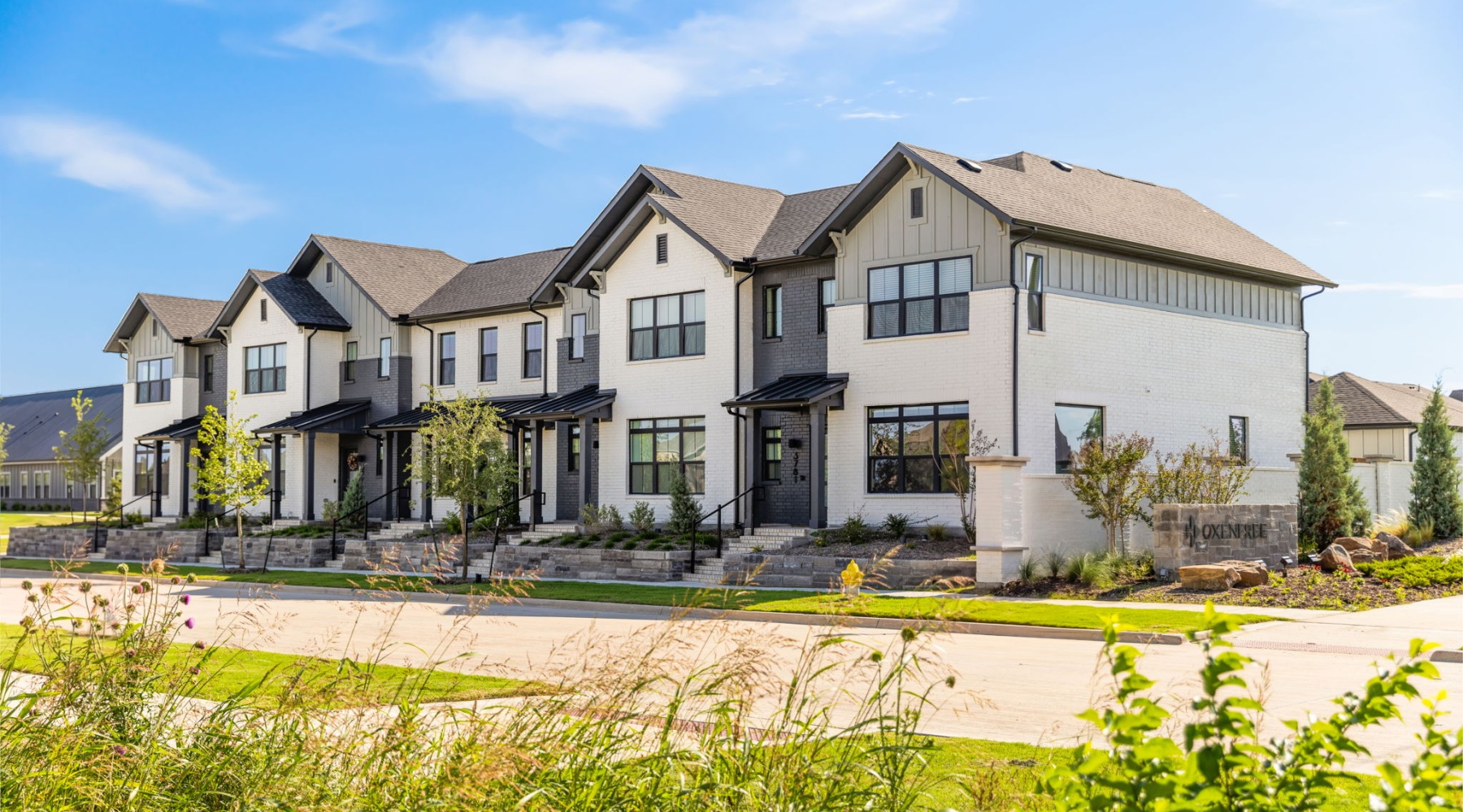 a row of build to rent townhomes for rent in frisco