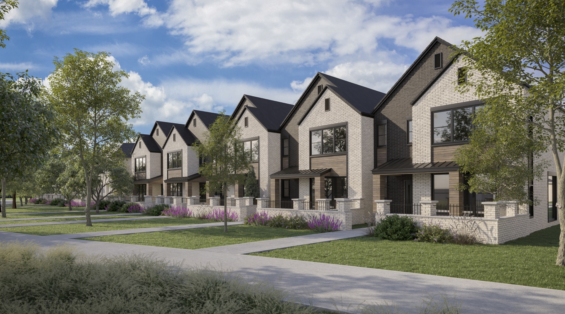 Rent by Choice, Not by Need Row of contemporary townhomes in Dallas, Texas.